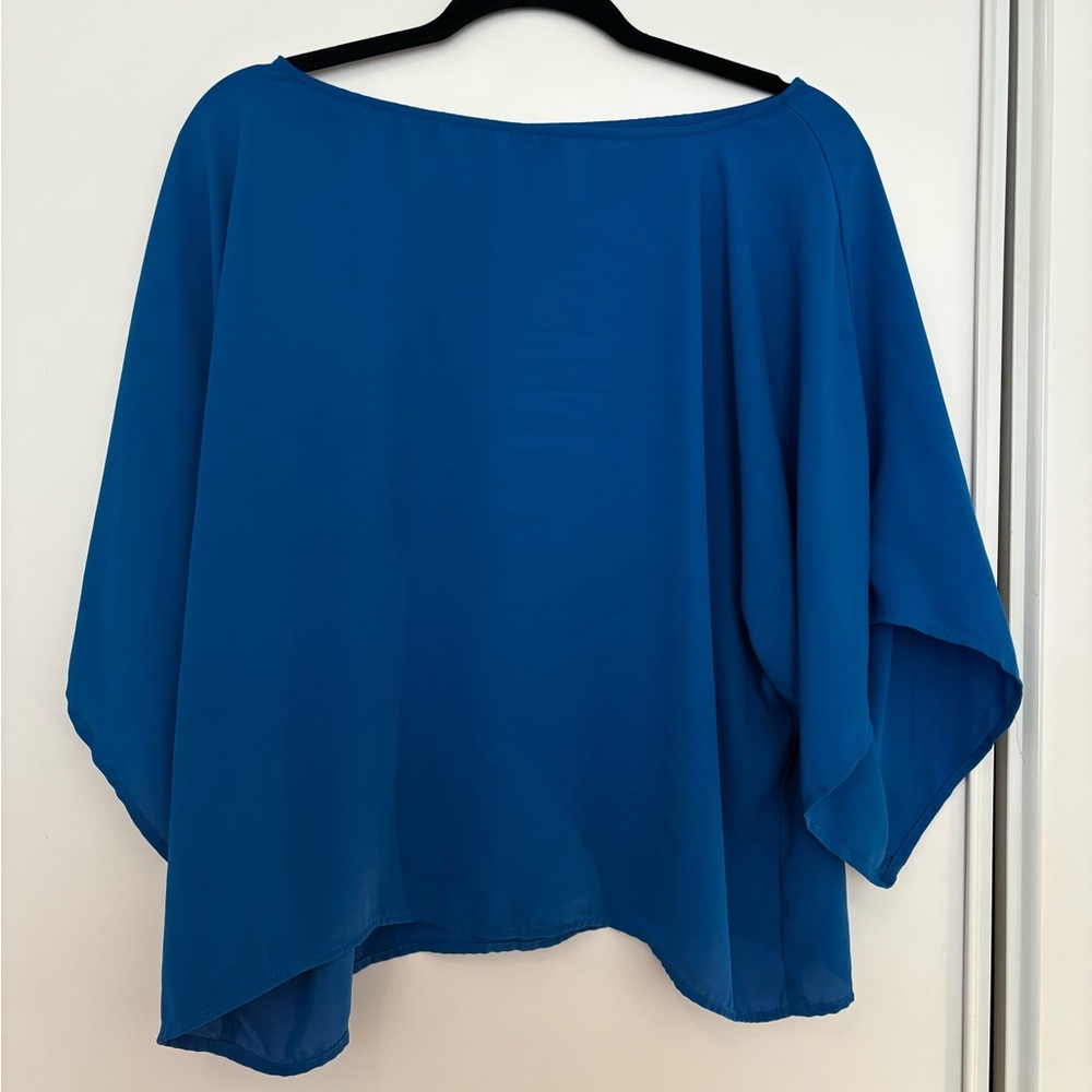 Tacera Blue Relaxed Dolman Sleeve Tunic